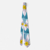 Weiße Narzissenmuster Krawatte (Rückseite)