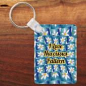Weiße Narzissenmuster Schlüsselanhänger (Vorderseite)