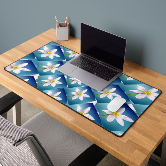 Weiße Narzissenmuster Schreibtischunterlage (Büro 2)