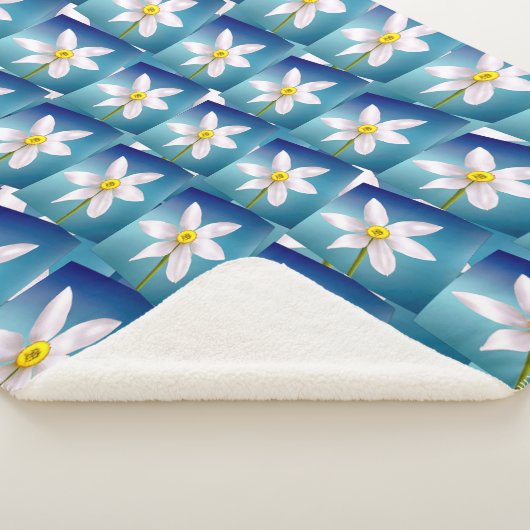 Weiße Narzissenmuster Sherpadecke (3/4)