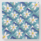 Weiße Narzissenmuster Steinuntersetzer (Vorderseite)