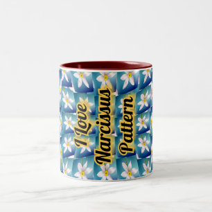 Weiße Narzissenmuster Zweifarbige Tasse