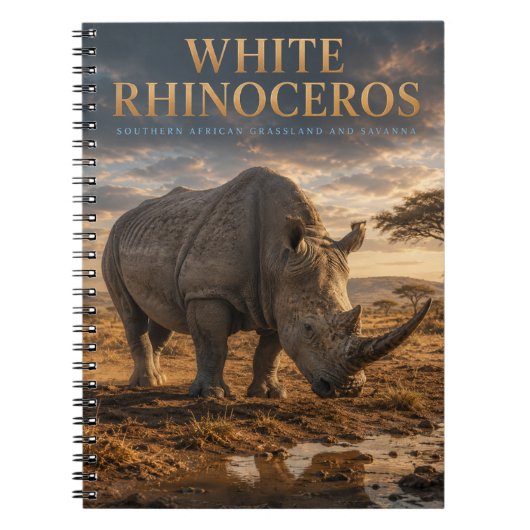 Weiße Nashorn-Savanne-Tiere Notizblock (Vorderseite)