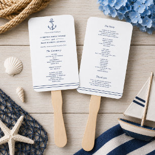 Weiße nautische Marine-Anker-Meeres-Hochzeit Fächer