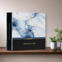 Weiße Navy Blau- und Goldmarmor-Binder individuell