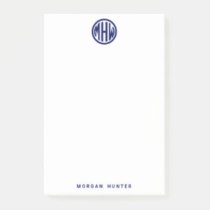 Weiße Navy-Kreis-Monogramm-Schrift DIY-Hintergrund Post-it Klebezettel
