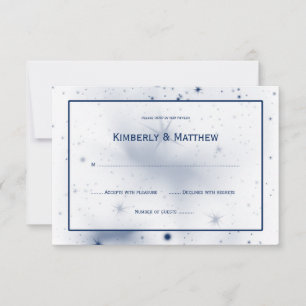 Weiße Navy Sterne Design RSVP Karte