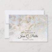 Weiße Nelkenflora teilen eine Gedächtnisbeerdigung Mitteilungskarte (Vorderseite)