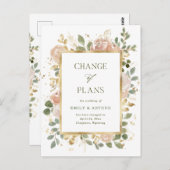 Weiße neutrale Flora | Planänderungen bei Hochzeit Postkarte (Vorne/Hinten)