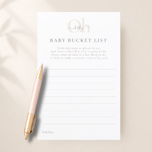 Weiße neutrale trendy Dusche Baby Bucket List Spie