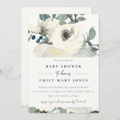 WEISSE NEUTRALEN IVORLÄUFT WEISSE BLUMENBUNCHDUSCH EINLADUNG (Vorne/Hinten)