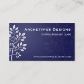 Weiße Niederlassung auf blauer Visitenkarte (Rückseite)