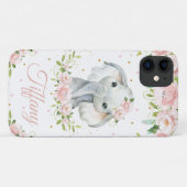 Weiße Niedliche Elefant Rosa Blütenblüte Case-Mate iPhone Hülle (Rückseite (Horizontal))