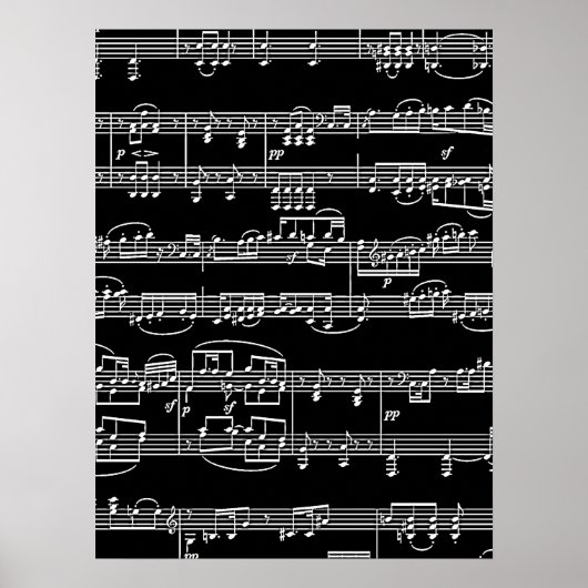 weiße Noten auf schwarz, Musik Poster (Vorne)