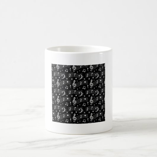 Weiße Noten und Symbole Kaffeetasse (Mittel)
