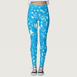 Weiße Noten zu blauen Leggings