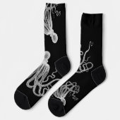 Weiße Octopus-schwarze Socken (Linkes Detail)