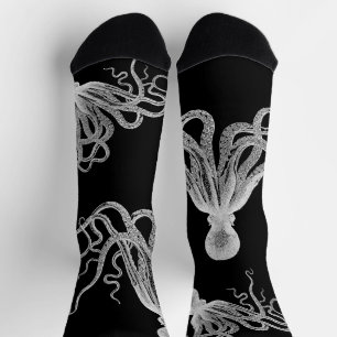 Weiße Octopus-schwarze Socken