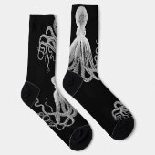 Weiße Octopus-schwarze Socken (Rechts)