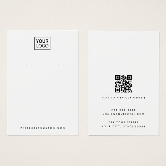 Weiße oder farbige Logo-QR-Ohrring-Grafikkarte (Vorne & Hinten)