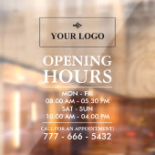 Weiße Öffnungszeiten und Nummer Ihres Firmenlogos Fensteraufkleber (Blatt 2)
