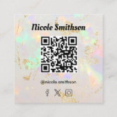 weiße Opal QR-Code quadratische Visitenkarte (Rückseite)