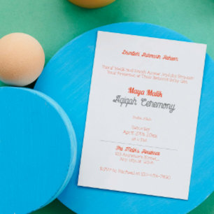 Weiße Orange Einfarbig Schlicht, Aqiqah Babyparty Einladung