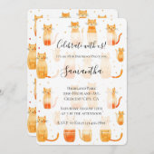 Weiße Orange Kitts Katzen Geburtstag Einladung (Vorne/Hinten)