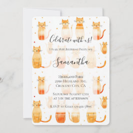 Weiße Orange Kitts Katzen Geburtstag Einladung