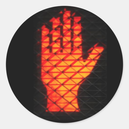 Weiße orangefarbene Stoppleuchte "WAIT" Handzeiche Runder Aufkleber (Vorderseite)