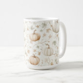 Weiße Orangen Kürbisse Blätter Kaffeetasse (VorderseiteRechts)
