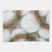 Weiße Orbs und braune Kreise Geschirrtuch (Horizontal)
