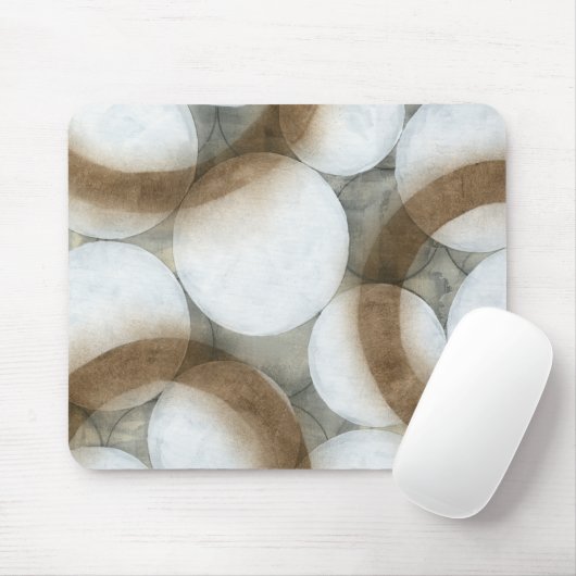 Weiße Orbs und braune Kreise Mousepad (Mit Mouse)