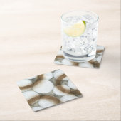 Weiße Orbs und braune Kreise Rechteckiger Pappuntersetzer (Vor Ort)