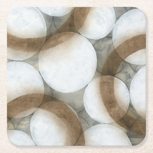 Weiße Orbs und braune Kreise Rechteckiger Pappuntersetzer (Vorderseite)
