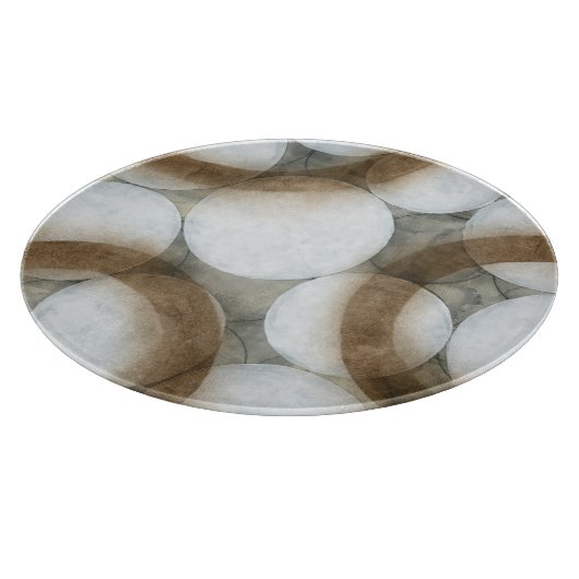 Weiße Orbs und braune Kreise Schneidebrett (Ecke)