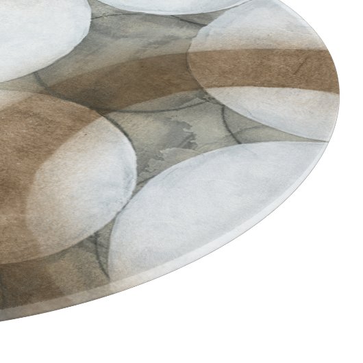 Weiße Orbs und braune Kreise Schneidebrett (Ecke)