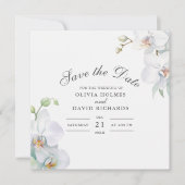 Weiße Orchid-Foto Hochzeit Speichern Sie die Datum Save The Date (Vorderseite)