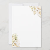 Weiße orchid tropische Pampas Gras elegante Hochze Einladung (Rückseite)