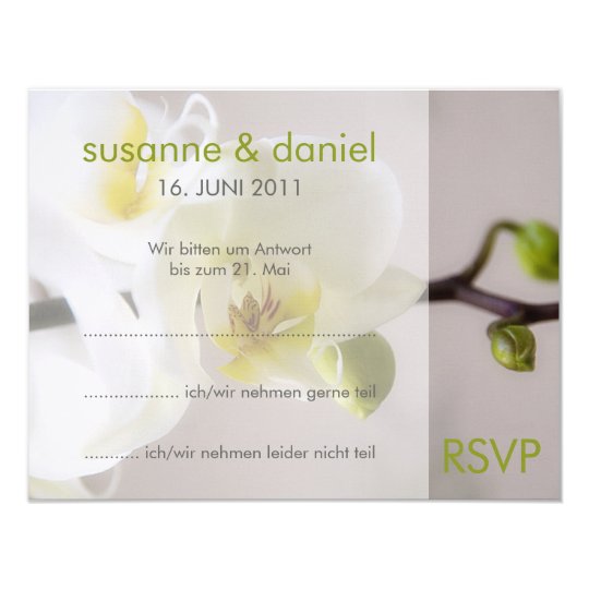 Weiße Orchidee • Antwortkarte zur Hochzeit 10,8 X 14 Cm Einladungskarte