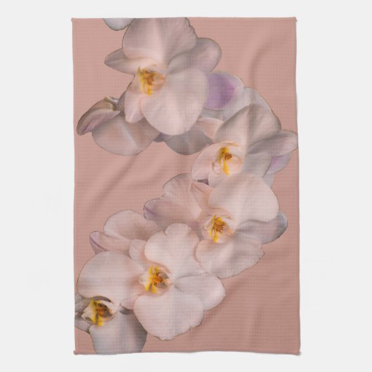 Weiße Orchidee auf Abzeichen Geschirrtuch (Vertikal)