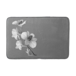Weiße Orchidee auf grauem Bath Mat L Badematte