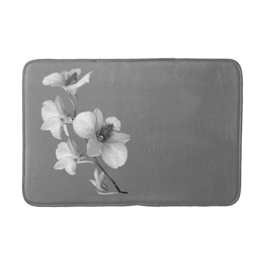 Weiße Orchidee auf grauem Bath Mat L Badematte (Vorderseite)
