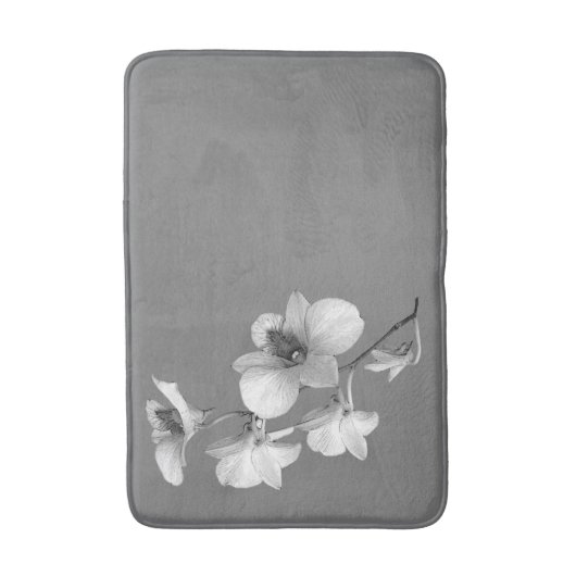 Weiße Orchidee auf grauem Bath Mat L Badematte (Vorderseite Vertikal)