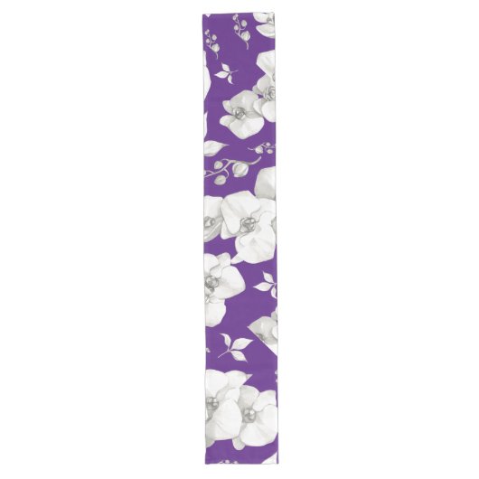 Weiße Orchidee auf Lila | Großer Tischläufer (Vorderseite)