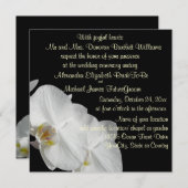 Weiße Orchidee auf Schwarzem Einladung (Vorne/Hinten)