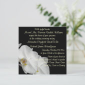 Weiße Orchidee auf Schwarzem Einladung (Stehend Vorderseite)