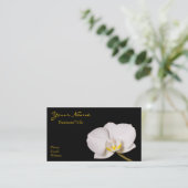 Weiße Orchidee auf Schwarzem Visitenkarte (Stehend Vorderseite)