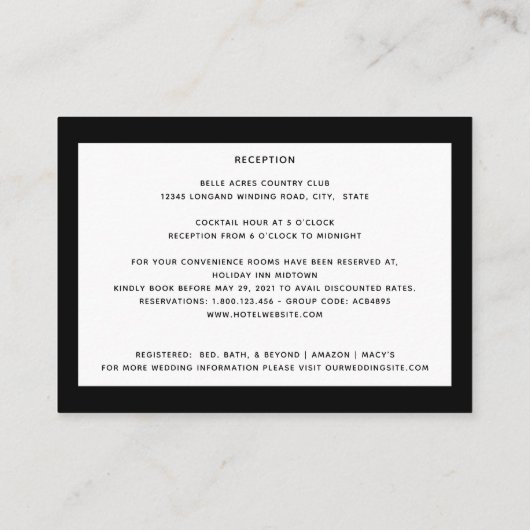 Weiße Orchidee auf schwarzer Verschlusskarte Begleitkarte (Rückseite)