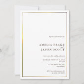 Weiße Orchidee auf Weiß | Goldrahmen | Hochzeit vo Einladung (Vorderseite)